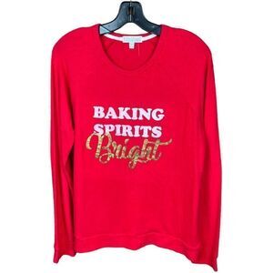 PJ Salvage Pajama Top Red Christmas Themed Baking Spirits Bright Large